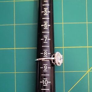 Sterling Silver Halo Engagement Ring with Moissanite Stone